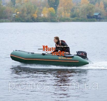 КМ-330D лодка КОЛИБРИ надувная четырехместная килевая моторная ПВХ (Kolibri), жесткий разборной настил, подвиж