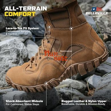 BELLEVILE берці літні американські Оригінал - Черевики Khyber TR550 Hot weather multi-terrain boot Coyote brown 40-48 розміри (7-15)