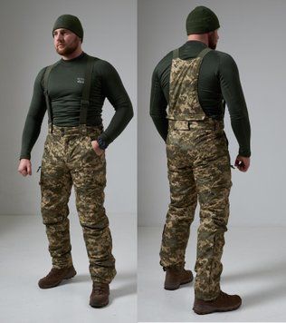 Штани з підтяжками зимові військові піксель ЗСУ теплі Напівкомбінезон S-M-L-XL-XXL-3XL-4XL