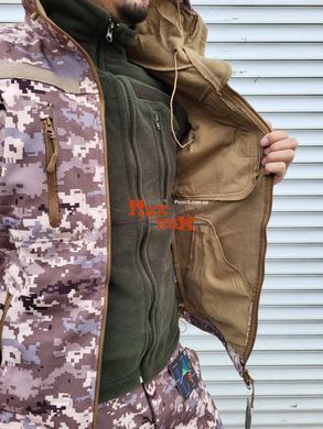 Курточка soft shell "пиксель осенний" тактический камуфляж демисезон.