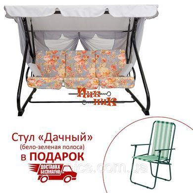 Качели "Вилла" (Бязь, Цветы на сером фоне)