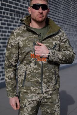 Куртка Soft shell Пиксель мембранный тактическая утепленная флисом демисезонная 58 размер