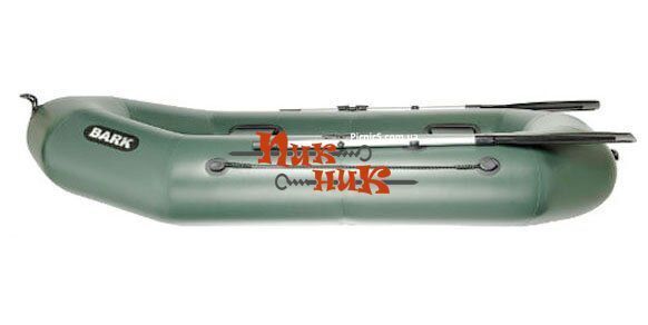 BARK B-270D (В-270 Д) надувная лодка ПВХ трехместная гребная реечный настил + передвижные сиденья, Зелёный