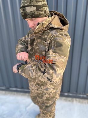 Водонепроницаемый костюм для военных Soft Shell Пиксель 48-56 размеры. Форма армейская мембрана на флисе демисезон