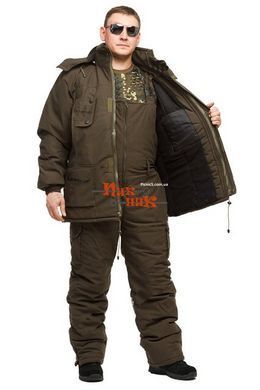 Зимний костюм для охоты и рыбалки Олива-Хаки мембранная ворса alova, удлиненная куртка